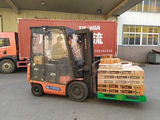 The donated Sinho products leaving the warehouse